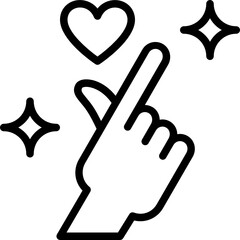 mini heart hand sign outline icon