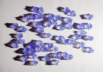blue glass crystals on the table