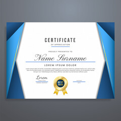Obraz premium Multipurpose certificate template design with blue color, can be used for appreciation, graduation, event, attendance, etc