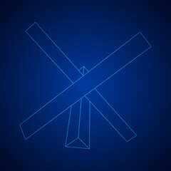 Hedgehog antitank defence. Wireframe low poly mesh vector illustration.