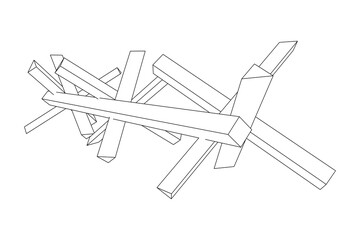 Fototapeta na wymiar Hedgehog antitank defence. Wireframe low poly mesh vector illustration.