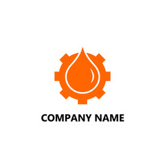 Oil Water Drop Gear Icon Logo