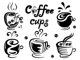 The black and white tones of coffee cup designs can be adapted to applications such as t-shirt designs. digital printing Decorate coffee shops, logos, printed bags, digital paper, cushions, mug design