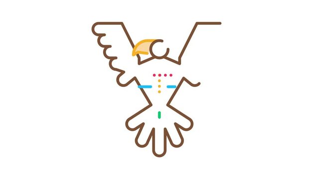 Sacred Totem Bird Icon Animation. color Sacred Totem Bird animated icon on white background