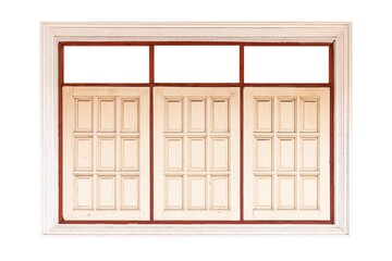 Obraz premium Vintage white painted wooden window frame isolated on a white background
