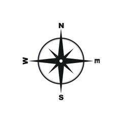 Vector compass rose with North, South, East and West indicate