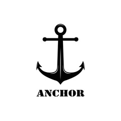 Simple Anchor Silhouette Vintage Retro logo design for boat ship navy nautical transport