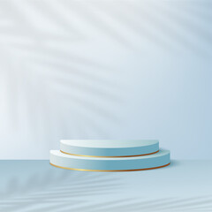 Abstract background with blue color geometric 3d podiums. Vector illustration