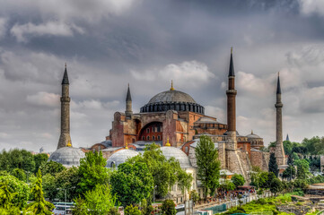 Fototapeta na wymiar The Hagia Sophia view from Sultanahmet Park in Istanbul