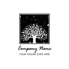 Tree of Life, a leafy banyan leaf with a black frame and background, is perfect for a company logo