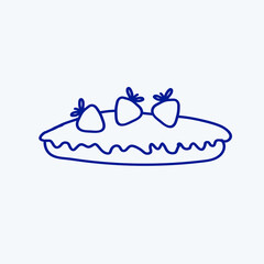 illustration in doodle style. Hand-drawn cake, blue line.