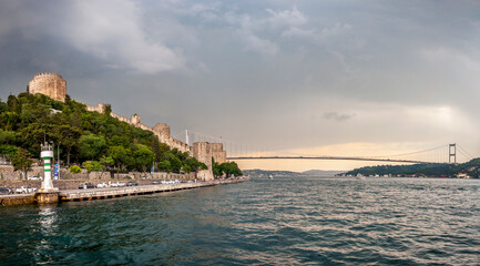 Naklejka premium Istanbul Bosphorus and Rumeli Hisari Castle view in Istanbul 