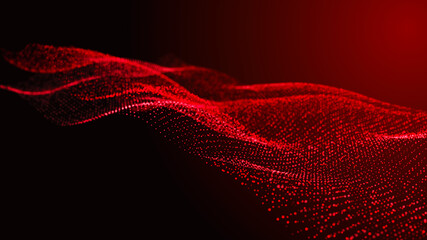 Abstract digital background. Futuristic wave of dots and weave lines. Digital technology. 3d rendering.