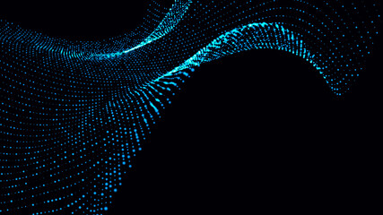 Abstract digital background. Futuristic wave of dots and weave lines. Digital technology. 3d rendering.