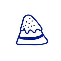 illustration in doodle style. Hand-drawn cake, blue line.