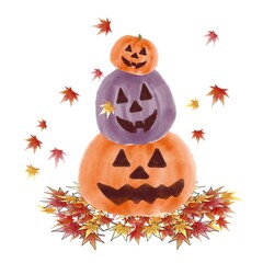 ハロウィン　ジャックオランタンと紅葉
