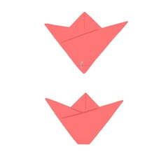 Step-by-step instruction for children for making a festive origami flower tulip of paper. Creative holiday craft gift for mother, grandmother and sister. Step 4