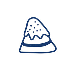 Vector illustration in doodle style. Hand-drawn cake, blue line.