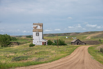  Old Grain elevator in the ghost town of Sharples, Alberta.