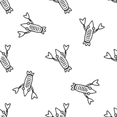 Lobster seamless Monochrome and elegant pattern, coloring book