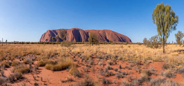 Uluru, Northern Territory, Australia - Uluru or Ayers Rock is a huge sandstone monolith within Uluru-Kata Tjuta National Park in central Australia, Northern Territory. 