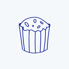 illustration in doodle style. Hand-drawn cake, blue line.