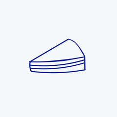 illustration in doodle style. Hand-drawn cake, blue line.