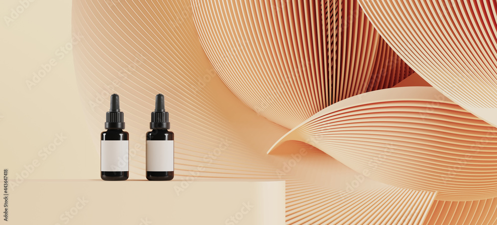 Poster minimal background for branding and product presentation. colorful podium with subtle circular geome