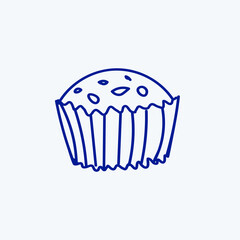 illustration in doodle style. Hand-drawn cake, blue line.