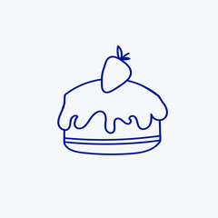 illustration in doodle style. Hand-drawn cake, blue line.