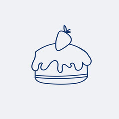 illustration in doodle style. Hand-drawn cake, blue line.