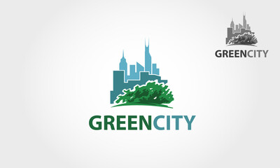 Green City Property Vector Logo Template. It's good for symbolize a property or housing business.  Vector logo illustration.