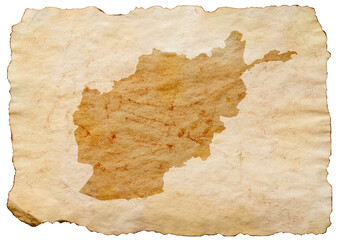 map of Afghanistan on old grunge brown paper