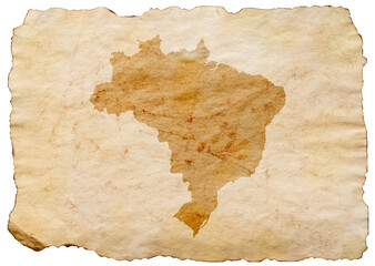 map of Brazil on old grunge brown paper