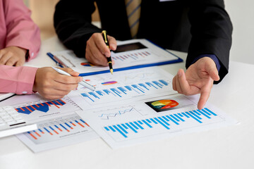 Business meeting time,business account managers crew working with new startup project,report...