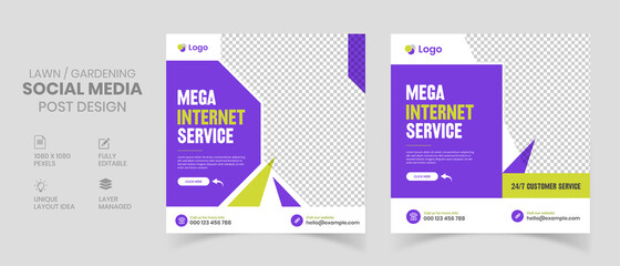 Mega internet service social media post template design