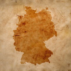 map of Germany on old grunge brown paper