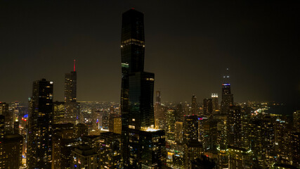 Fototapeta na wymiar Saint Regis Tower At Night, Chicago Skyline At Night