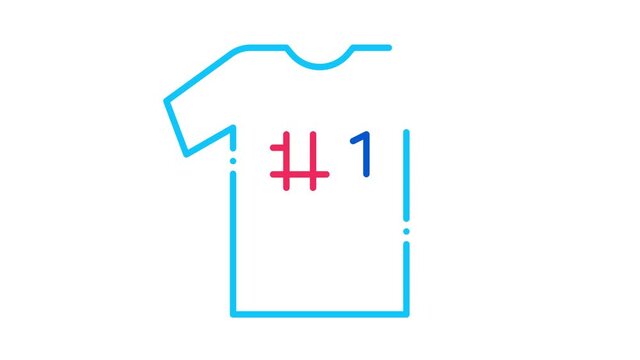 T-shirt Number One Icon Animation. color T-shirt Number One animated icon on white background