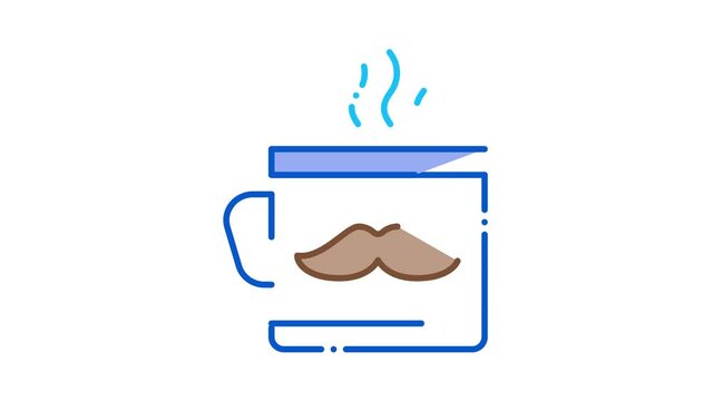 Mustache Cup Icon Animation. color Mustache Cup animated icon on white background