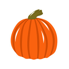 Orange pumpkin Halloween is isolated on a white background. Vector illustration in cartoon style. Pumpkin, patison for the decoration of invitations for the Halloween holiday