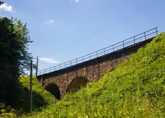 Wall murals Landwasser Viaduct the old railway bridge is built of stone. historic building used