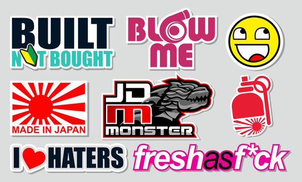 Tuner Car Decals, and Stickers in Vector format