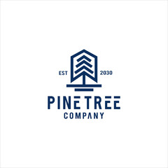 pine tree forest vintage retro hipster line art Logo Design illustration