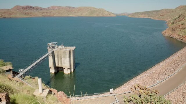 intake tower for argyle dam hydro electric power station near kununurra in western australia