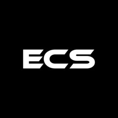 ECS letter logo design with black background in illustrator, vector logo modern alphabet font overlap style. calligraphy designs for logo, Poster, Invitation, etc.