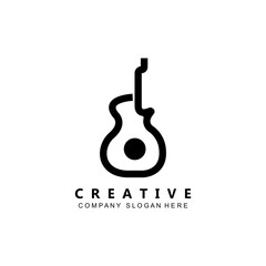 musician musical instrument guitar logo template vector icon
