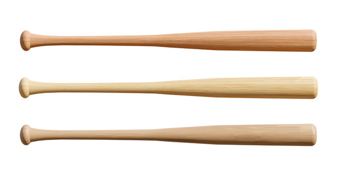 wood baseball bat set isolated on white background