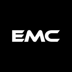 EMC letter logo design with black background in illustrator, vector logo modern alphabet font overlap style. calligraphy designs for logo, Poster, Invitation, etc.