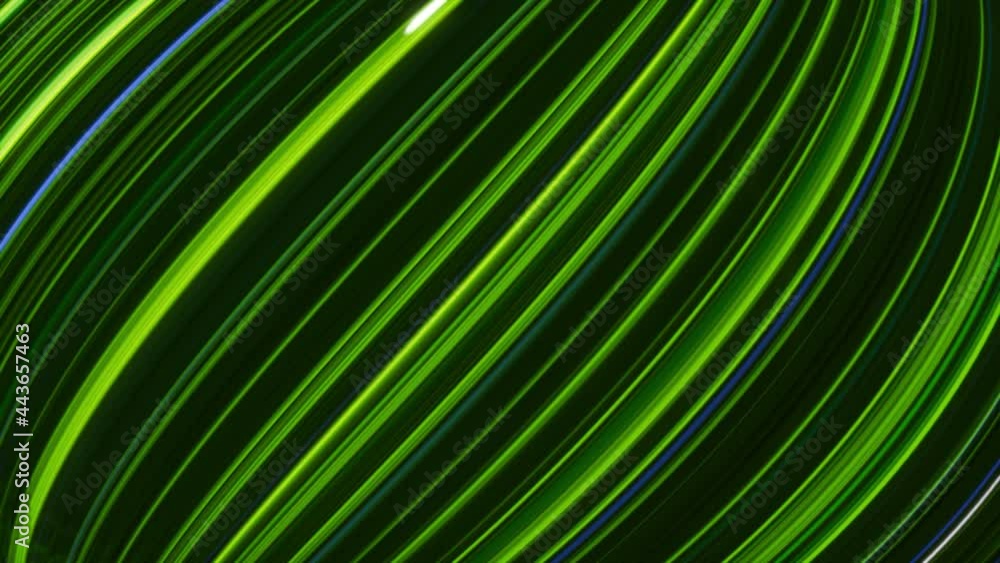 Poster bright curved lines move horizontally. animation. neon diagonal lines move horizontally on black bac